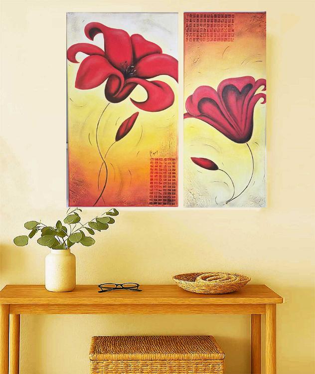 Lirios rojos- 70 x 70 cm