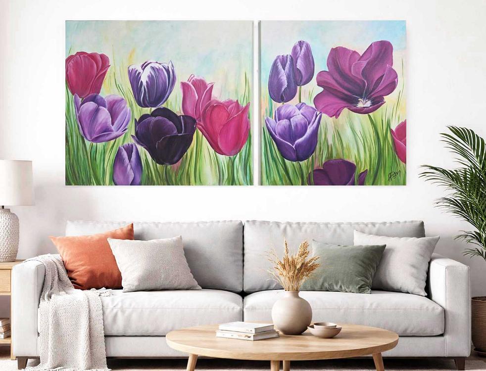 Tulipanes morados - 140 x 70 xm